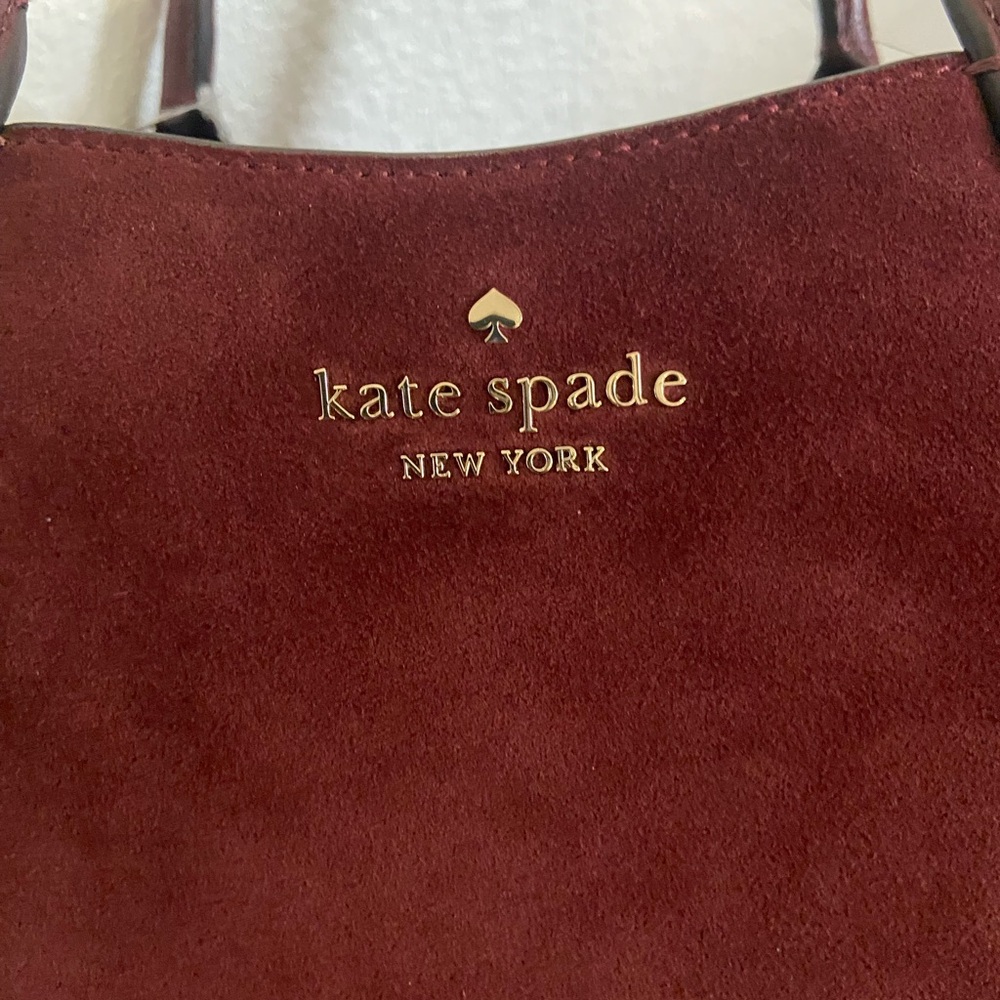 Kate Spade Dark Merlot Suede Satchel
Measurements: Length 9.88  Height 8 - Picture 7 of 12